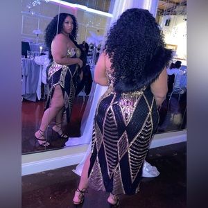 Black & Gold Sequin Strapless Showstopper!